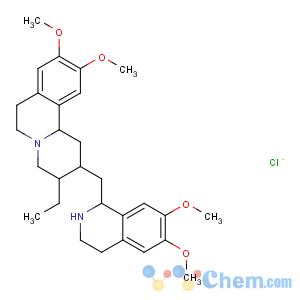 CAS No:14198-59-5 2H-Benzo[a]quinolizine,3-ethyl-1,3,4,6,7,11b-hexahydro-9,10-dimethoxy-2-[[(1R)-1,2,3,4-tetrahydro-6,7-dimethoxy-1-isoquinolinyl]methyl]-,hydrochloride (1:1), (2S,3R,11bS)-