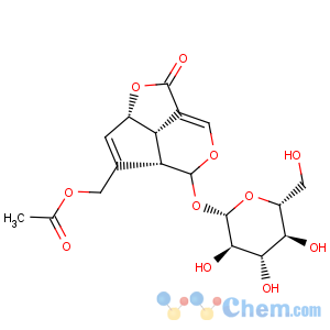 CAS No:14259-45-1 1H-2,6-Dioxacyclopent[cd]inden-1-one,4-[(acetyloxy)methyl]-5-(b-D-glucopyranosyloxy)-2a,4a,5,7b-tetrahydro-, (2aS,4aS,5S,7bS)-