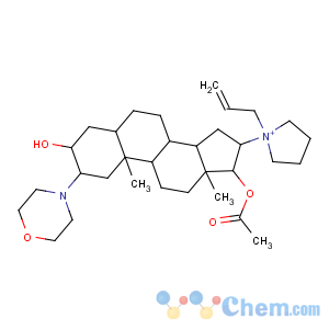 CAS No:143558-00-3 [(2S,3S,5S,8R,9S,10S,13S,14S,16S,17R)-3-hydroxy-10,<br />13-dimethyl-2-morpholin-4-yl-16-(1-prop-2-enylpyrrolidin-1-ium-1-yl)-2,<br />3,4,5,6,7,8,9,11,12,14,15,16,<br />17-tetradecahydro-1H-cyclopenta[a]phenanthren-17-yl] acetate