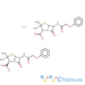 CAS No:147-48-8 4-Thia-1-azabicyclo[3.2.0]heptane-2-carboxylicacid, 3,3-dimethyl-7-oxo-6-[(phenoxyacetyl)amino]-, calcium salt (2:1),(2S,5R,6R)- (9CI)