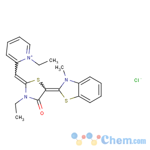CAS No:147366-41-4 Pyridinium,1-ethyl-2-[[3-ethyl-5-(3-methyl-2(3H)-benzothiazolylidene)-4-oxo-2-thiazolidinylidene]methyl]-,chloride (1:1)