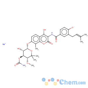 CAS No:1476-53-5 Benzamide,N-[7-[[3-O-(aminocarbonyl)-6-deoxy-5-C-methyl-4-O-methyl-a-L-lyxo-hexopyranosyl]oxy]-4-hydroxy-8-methyl-2-oxo-2H-1-benzopyran-3-yl]-4-hydroxy-3-(3-methyl-2-buten-1-yl)-,sodium salt (1:1)