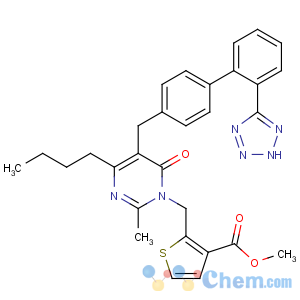 CAS No:148564-47-0 3-Thiophenecarboxylicacid,2-[[4-butyl-2-methyl-6-oxo-5-[[2'-(2H-tetrazol-5-yl)[1,1'-biphenyl]-4-yl]methyl]-1(6H)-pyrimidinyl]methyl]-,methyl ester