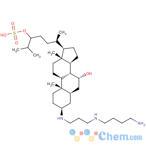 CAS No:148717-90-2 Cholestane-7,24-diol,3-[[3-[(4-aminobutyl)amino]propyl]amino]-, 24-(hydrogen sulfate), (3b,5a,7a,24R)-