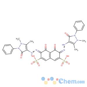 CAS No:14918-39-9 2,7-Naphthalenedisulfonicacid,3,6-bis[2-(2,3-dihydro-1,5-dimethyl-3-oxo-2-phenyl-1H-pyrazol-4-yl)diazenyl]-4,5-dihydroxy-