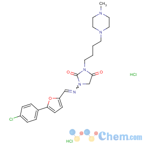 CAS No:149888-94-8 2,4-Imidazolidinedione,1-[[[5-(4-chlorophenyl)-2-furanyl]methylene]amino]-3-[4-(4-methyl-1-piperazinyl)butyl]-,hydrochloride (1:2)