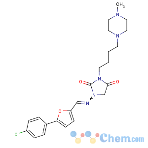 CAS No:149908-53-2 1-[(E)-[5-(4-chlorophenyl)furan-2-yl]methylideneamino]-3-[4-(4-<br />methylpiperazin-1-yl)butyl]imidazolidine-2,4-dione
