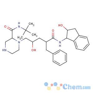 CAS No:150323-38-9 (2S)-1-[(2S,4R)-4-benzyl-2-hydroxy-5-[[(1S,2R)-2-hydroxy-2,<br />3-dihydro-1H-inden-1-yl]amino]-5-oxopentyl]-N-tert-butylpiperazine-2-<br />carboxamide