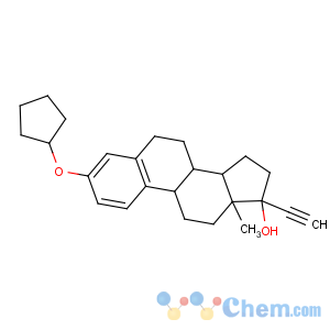 CAS No:152-43-2 (8R,9S,13S,14S,17R)-3-cyclopentyloxy-17-ethynyl-13-methyl-7,8,9,11,12,<br />14,15,16-octahydro-6H-cyclopenta[a]phenanthren-17-ol
