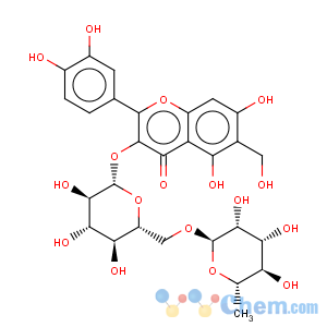 CAS No:153-17-3 4H-1-Benzopyran-4-one,3-[[6-O-(6-deoxy-a-L-mannopyranosyl)-b-D-glucopyranosyl]oxy]-2-(3,4-dihydroxyphenyl)-5,7-dihydroxy-6-(hydroxymethyl)-(9CI)