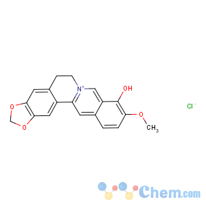 CAS No:15401-69-1 Benzo[g]-1,3-benzodioxolo[5,6-a]quinolizinium,5,6-dihydro-9-hydroxy-10-methoxy-, chloride (1:1)