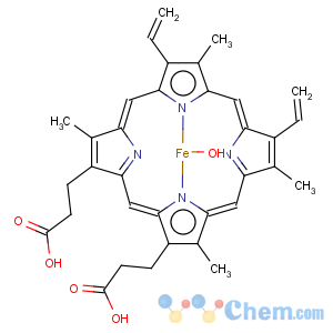 CAS No:15489-90-4 dihydrogen hydroxy[3,8,13,17-tetramethyl-7,12-divinyl-21H,23H-porphine-2,18-dipropionato(4-)-N21,N22,N23,N24]ferrate(2-)