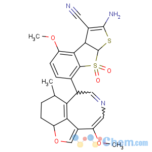 CAS No:155857-53-7 Thieno(2,3-b)(1)benzothiophene-3-carbonitrile, 3a,8a-dihydro-2-amino-4-methoxy-7-(10-methoxy-5-methyl-4,5,6,7-tetrahydro-3H-furo(4,3,2-fg)(3)benzazocin-6-yl)-, 8,8-dioxide