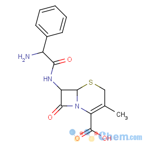 CAS No:15686-71-2 (6R,<br />7R)-7-[[(2R)-2-amino-2-phenylacetyl]amino]-3-methyl-8-oxo-5-thia-1-<br />azabicyclo[4.2.0]oct-2-ene-2-carboxylic acid