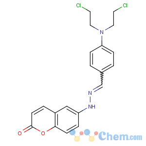 CAS No:15990-94-0 6-[2-[[4-[bis(2-chloroethyl)amino]phenyl]methylidene]hydrazinyl]chromen-2-one