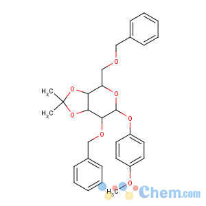CAS No:159922-68-6 (3aS,4R,6S,7R,7aS)-6-(4-methoxyphenoxy)-2,<br />2-dimethyl-7-phenylmethoxy-4-(phenylmethoxymethyl)-4,6,7,<br />7a-tetrahydro-3aH-[1,3]dioxolo[4,5-c]pyran