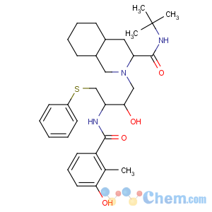 CAS No:159989-64-7 (3S,4aS,8aS)-N-tert-butyl-2-[(2R,<br />3R)-2-hydroxy-3-[(3-hydroxy-2-methylbenzoyl)amino]-4-<br />phenylsulfanylbutyl]-3,4,4a,5,6,7,8,<br />8a-octahydro-1H-isoquinoline-3-carboxamide