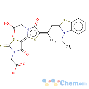 CAS No:166596-68-5 3-Thiazolidineaceticacid,5-[3-(carboxymethyl)-5-[2-(3-ethyl-2(3H)-benzothiazolylidene)-1-methylethylidene]-4-oxo-2-thiazolidinylidene]-4-oxo-2-thioxo-