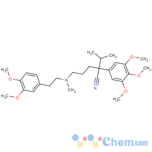 CAS No:16662-47-8 5-[2-(3,4-dimethoxyphenyl)ethyl-methylamino]-2-propan-2-yl-2-(3,4,<br />5-trimethoxyphenyl)pentanenitrile