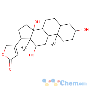 CAS No:1672-46-4 3-[(3S,5R,8R,9S,10S,12R,13S,14S,17R)-3,12,14-trihydroxy-10,<br />13-dimethyl-1,2,3,4,5,6,7,8,9,11,12,15,16,<br />17-tetradecahydrocyclopenta[a]phenanthren-17-yl]-2H-furan-5-one