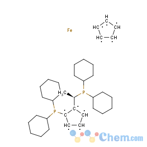 CAS No:167416-28-6 Ferrocene,1-(dicyclohexylphosphino)-2-[(1R)-1-(dicyclohexylphosphino)ethyl]-, (1R)-