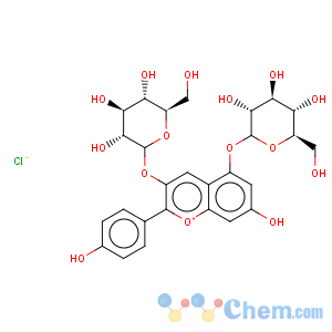 CAS No:17334-58-6 1-Benzopyrylium,3,5-bis(b-D-glucopyranosyloxy)-7-hydroxy-2-(4-hydroxyphenyl)-,chloride (1:1)