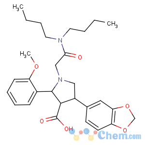 CAS No:173937-91-2 (2R,3R,4S)-4-(1,<br />3-benzodioxol-5-yl)-1-[2-(dibutylamino)-2-oxoethyl]-2-(2-methoxyphenyl)<br />pyrrolidine-3-carboxylic acid