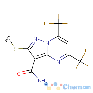 CAS No:175203-36-8 2-methylsulfanyl-5,7-bis(trifluoromethyl)pyrazolo[1,<br />5-a]pyrimidine-3-carboxamide
