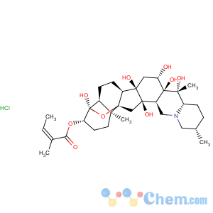 CAS No:17666-25-0 Cevane-3,4,12,14,16,17,20-heptol,4,9-epoxy-, 3-(2-methyl-2-butenoate), hydrochloride, [3b(Z),4a,16b]- (9CI)