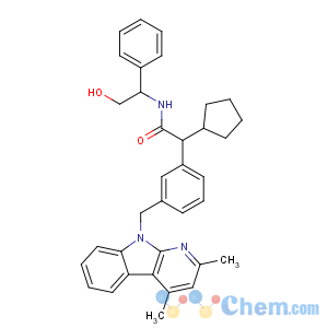 CAS No:177469-96-4 Benzeneacetamide, a-cyclopentyl-4-[(2,4-dimethyl-9H-pyrido[2,3-b]indol-9-yl)methyl]-N-[(1R)-2-hydroxy-1-phenylethyl]-,(aS)-
