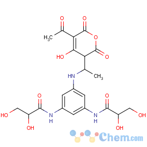 CAS No:181828-06-8 (2R)-N-[3-[1-(5-acetyl-4-hydroxy-2,<br />6-dioxo-3H-pyran-3-yl)ethylamino]-5-[[(2R)-2,<br />3-dihydroxypropanoyl]amino]phenyl]-2,3-dihydroxypropanamide