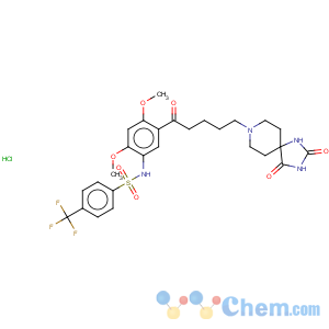 CAS No:185376-97-0 8-[5-(2,4-Dimethoxy-5-(4-trifluoromethylphenylsulfonamido)phenyl-5-oxopentyl]-1,3,8-triazaspiro[4.5]decane-2,4-dione hy