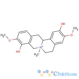 CAS No:18556-27-9 (7S,13aS)-3,10-dimethoxy-7-methyl-6,8,13,<br />13a-tetrahydro-5H-isoquinolino[2,1-b]isoquinolin-7-ium-2,9-diol
