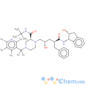 CAS No:185897-02-3 D-erythro-Pentonamide,2,3,5-trideoxy-N-[(1S,2R)-2,3-dihydro-2-hydroxy-1H-inden-1-yl]-5-[(2S)-2-[[(1,1-dimethylethyl)amino]carbonyl]-4-(3-pyridinyl-2,4,5,6-d4-methyl)-1-piperazinyl]-2-(phenylmethyl)-(9CI)