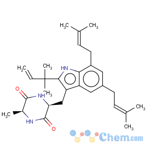CAS No:1859-87-6 2,5-Piperazinedione,3-[[2-(1,1-dimethyl-2-propen-1-yl)-5,7-bis(3-methyl-2-buten-1-yl)-1H-indol-3-yl]methyl]-6-methyl-,(3S,6S)-
