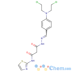 CAS No:18612-33-4 3-(2-{4-[bis(2-chloroethyl)amino]benzylidene}hydrazinyl)-3-oxo-N-(1,3-thiazol-2-yl)propanamide