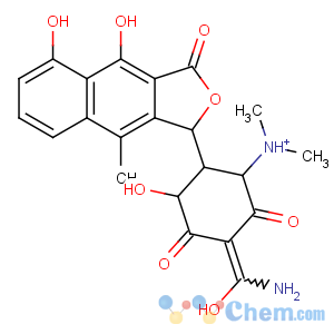 CAS No:18695-01-7 (1S,5R,6R)-3-[amino(hydroxy)methylidene]-6-[(1S)-4,5-dihydroxy-9-methyl-3-oxo-1,3-dihydronaphtho[2,3-c]furan-1-yl]-5-hydroxy-N,N-dimethyl-2,4-dioxocyclohexanaminium