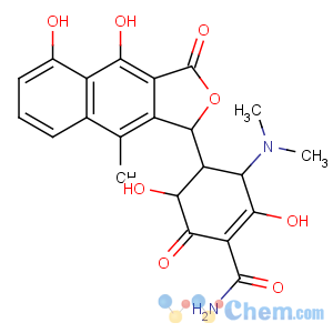 CAS No:18751-99-0 4-(4,<br />5-dihydroxy-9-methyl-3-oxo-1H-benzo[f][2]benzofuran-1-yl)-3-<br />(dimethylamino)-2,5-dihydroxy-6-oxocyclohexene-1-carboxamide
