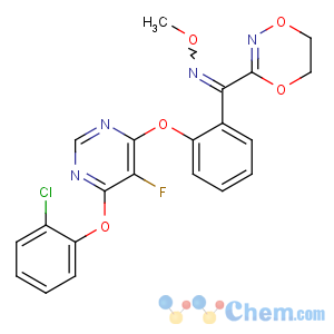 CAS No:193740-76-0 (E)-1-[2-[6-(2-chlorophenoxy)-5-fluoropyrimidin-4-yl]oxyphenyl]-1-(5,<br />6-dihydro-1,4,2-dioxazin-3-yl)-N-methoxymethanimine
