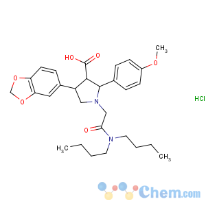 CAS No:195733-43-8 (2R,3R,4S)-4-(1,<br />3-benzodioxol-5-yl)-1-[2-(dibutylamino)-2-oxoethyl]-2-(4-methoxyphenyl)<br />pyrrolidine-3-carboxylic acid
