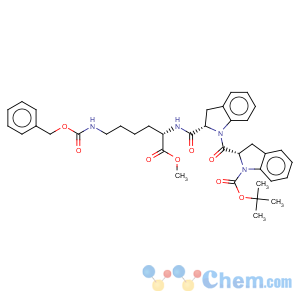 CAS No:198016-44-3 1H-Indole-1-carboxylicacid,2-[[(2S)-2,3-dihydro-2-[[[(1S)-1-(methoxycarbonyl)-5-[[(phenylmethoxy)carbonyl]amino]pentyl]amino]carbonyl]-1H-indol-1-yl]carbonyl]-2,3-dihydro-,1,1-dimethylethyl ester, (2S)-