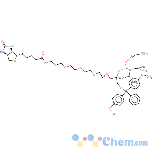 CAS No:198080-44-3 Phosphoramidous acid,bis(1-methylethyl)-,1-[[bis(4-methoxyphenyl)phenylmethoxy]methyl]-21-[(3aS,4S,6aR)-hexahydro-2-oxo-1H-thieno[3,4-d]imidazol-4-yl]-17-oxo-3,6,9,12-tetraoxa-16-azaheneicos-1-yl2-cyanoethyl ester (9CI)