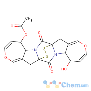 CAS No:19885-51-9 8H,16H-7a,15a-Epidithio-7H,15H-bisoxepino[3',4':4,5]pyrrolo[1,2-a:1',2'-d]pyrazine-7,15-dione,5-(acetyloxy)-5,5a,13,13a-tetrahydro-13-hydroxy-, (5S,5aS,7aR,13S,13aS,15aR)-