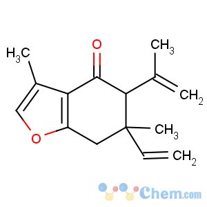 CAS No:20493-56-5 (5R,6R)-6-ethenyl-3,6-dimethyl-5-prop-1-en-2-yl-5,<br />7-dihydro-1-benzofuran-4-one