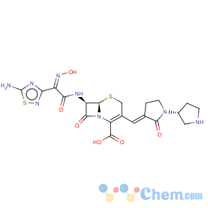 CAS No:209467-52-7 5-Thia-1-azabicyclo[4.2.0]oct-2-ene-2-carboxylicacid,7-[[(2Z)-2-(5-amino-1,2,4-thiadiazol-3-yl)-2-(hydroxyimino)acetyl]amino]-8-oxo-3-[(E)-[(3'R)-2-oxo[1,3'-bipyrrolidin]-3-ylidene]methyl]-,(6R,7R)-