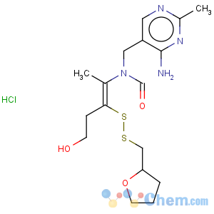 CAS No:2105-43-3 Formamide,N-[(4-amino-2-methyl-5-pyrimidinyl)methyl]-N-[4-hydroxy-1-methyl-2-[[(tetrahydro-2-furanyl)methyl]dithio]-1-buten-1-yl]-,hydrochloride (1:1)