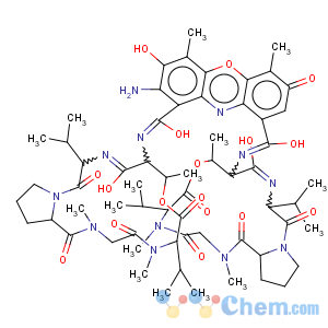 CAS No:21478-73-9 8-amino-7-hydroxy-4,6-dimethyl-3-oxo-N,N'-bis[2,5,9-trimethyl-1,4,7,11,14-pentaoxo-6,13-di(propan-2-yl)hexadecahydro-1H-pyrrolo[2,1-i][1,4,7,10,13]oxatetraazacyclohexadecin-10-yl]-3H-phenoxazine-1,9-dicarboxamide