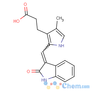 CAS No:215543-92-3 3-[4-methyl-2-[(Z)-(2-oxo-1H-indol-3-ylidene)methyl]-1H-pyrrol-3-yl]<br />propanoic acid
