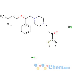 CAS No:22261-67-2 1-Propanone,3-[4-[2-(3-methylbutoxy)-2-phenylethyl]-1-piperazinyl]-1-(2-thienyl)-,hydrochloride (1:2)