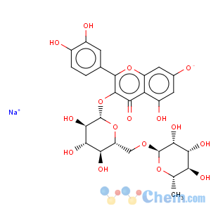 CAS No:22519-99-9 4H-1-Benzopyran-4-one,3-[[6-O-(6-deoxy-a-L-mannopyranosyl)-b-D-glucopyranosyl]oxy]-2-(3,4-dihydroxyphenyl)-5,7-dihydroxy-,sodium salt (9CI)